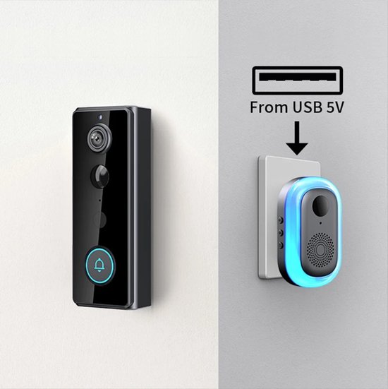 Sonnette Intelligente Interphone Sonnette Sans Fil, Caméra Vidéo Sans Fil Visible Avec Sonnette