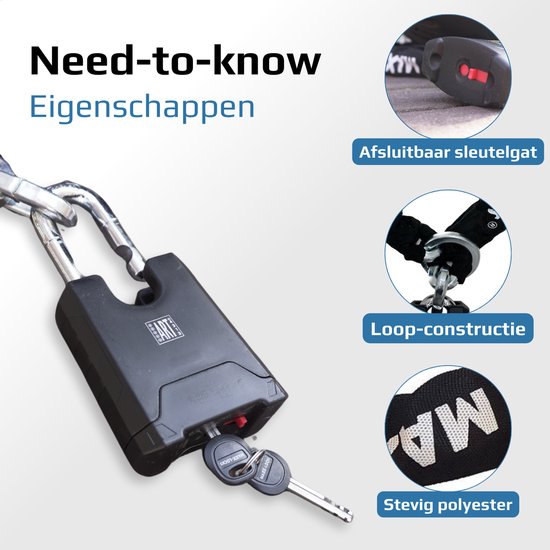 Maxx-Locks Gore - Motorslot ART 5 - Kettingslot voor Scooter en Motor - Art5 Slot met Gehard Stalen Schakels - 120cm