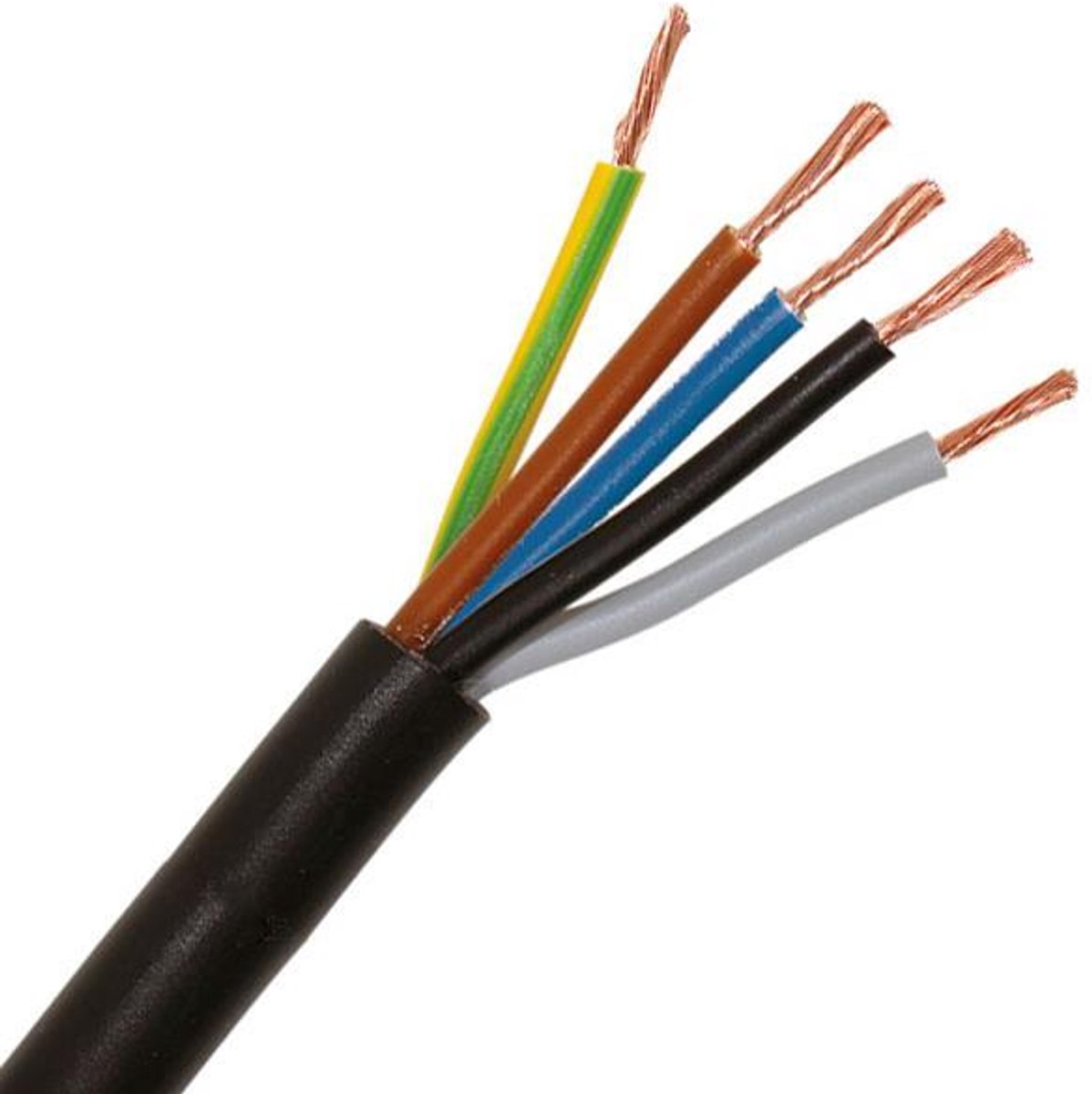 Flexibele H05VV-F Kabel | 5 x 1,5mm2 aders | VMVL |100 meter | Zwart