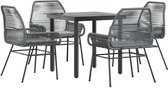 vidaXL - Ensemble de jardin 5 pièces - avec coussins - Poly rotin - Verre - Gris