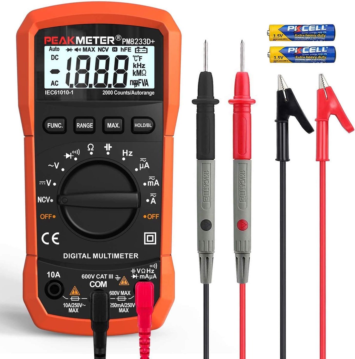 Digitale Multimeter - Automatische True RMS NCV AC/DC Spanningsmeter met LCD Display en Achtergrondverlichting