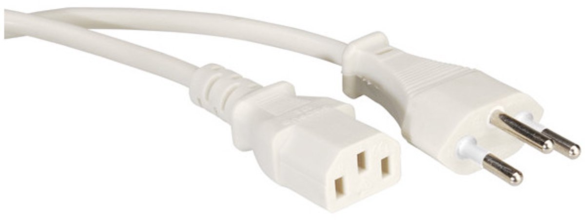 VALUE Netzkabel T12 auf C13, weiss 1,8m
