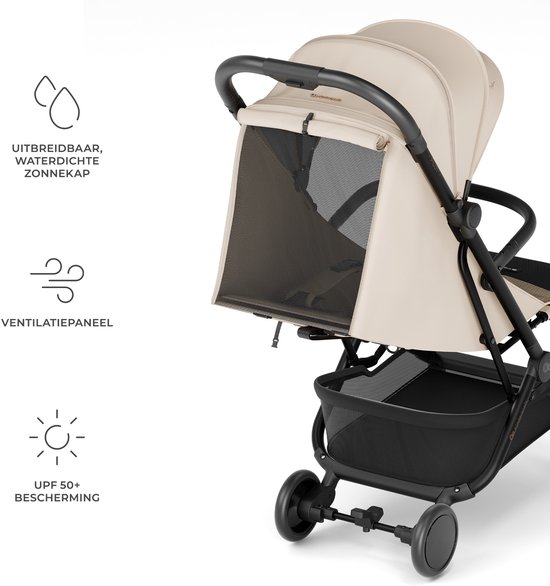 Kinderkraft PILOT2 Kinderwagen - Reisbuggy - Verstelbare buggy - Waterdichte materiaal met UPF50 - Zwenkbare voorwielen - Snel opvouwbaar - Tot 22 kg - Beige van Merkloos — afbeelding 4