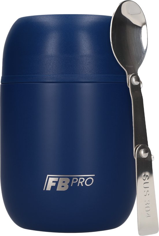 Foto: Thermos voedselcontainer met lepel thermoskan voedsel container voor noodles soep havermout ijs babyvoeding en meer yoghurt beker to go thermosbeker voor het meenemen van eten donkerblauw 420ml