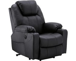 MCombo 7040 Elektrische Relaxstoel met Opstahulp – Massage, Verwarming & USB – Zwart Kunstleer