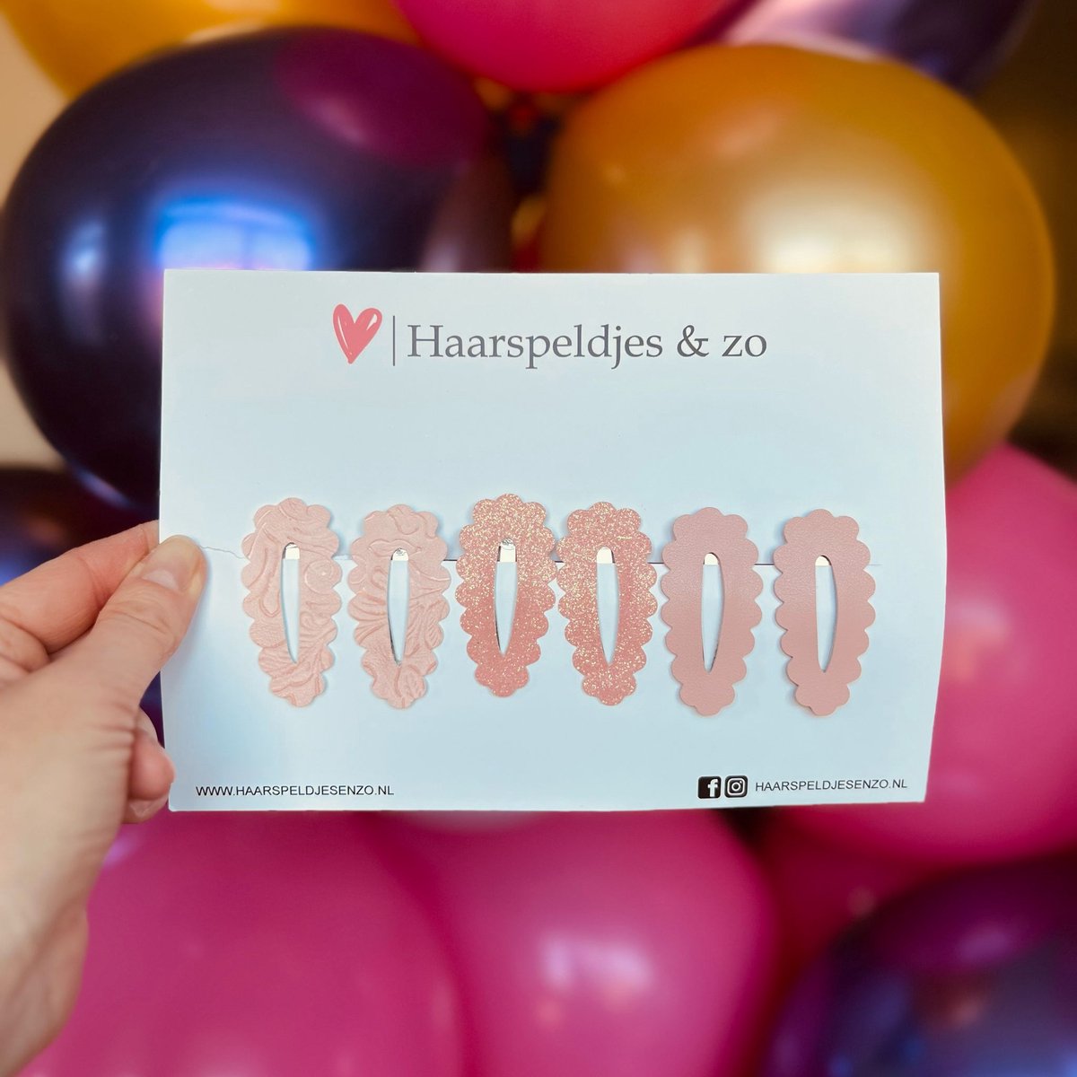 Haarspeldje Noor - golvend - open - setje - roze - 4 cm speldjes