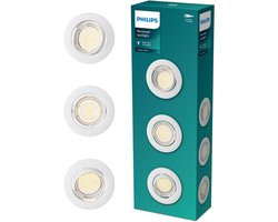 Philips Peridot inbouwspot - GU10 fitting - Wit - Rond - Richtbare spot - 3-pack