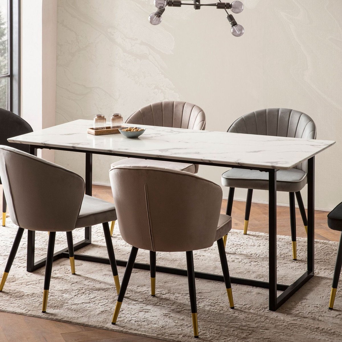 Sky Style Duif 160 cm Eettafel Marmer / Wit