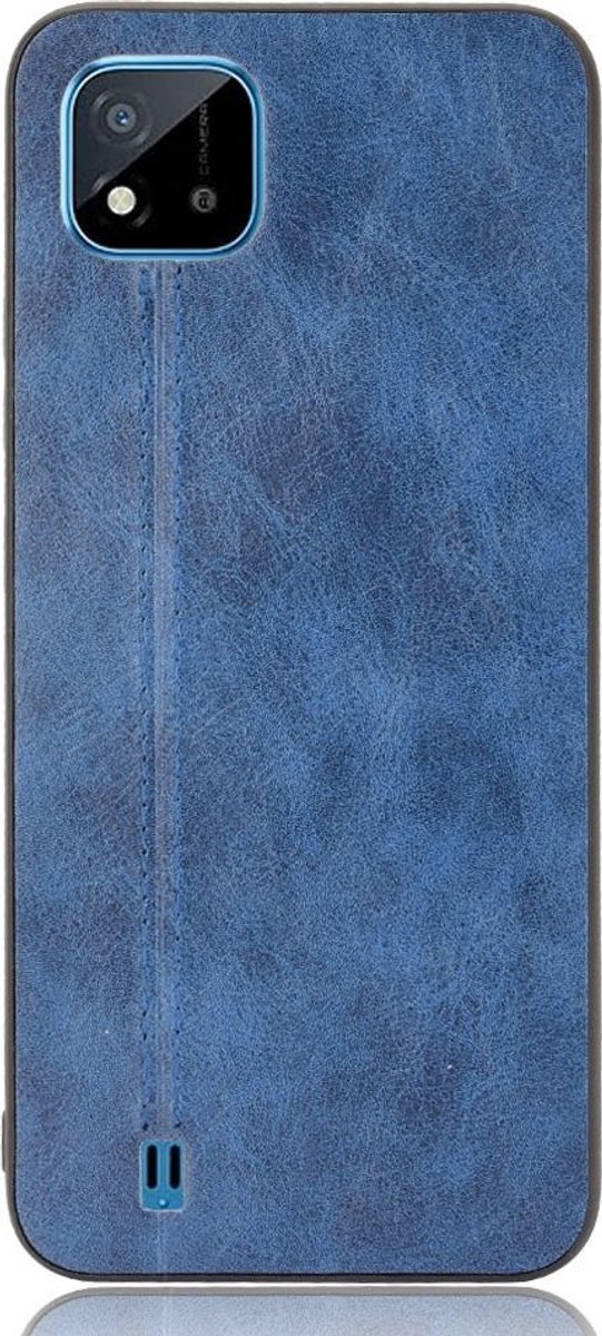 Mobigear Hoesje geschikt voor Realme C11 (2020) Telefoonhoesje | Mobigear Stitch Backcover | C11 (2020) Case | Back Cover - Blauw