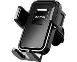 iSetchi Telefoonhouders Auto Ventilatie - Ventilatierooster - Universeel - GSM Houder - Auto Accessoires - Universele Telefoonhouder - Uitschuifbaar Design - Zwart