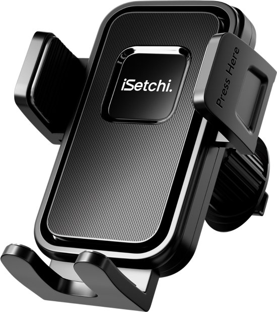 iSetchi Telefoonhouders Auto Ventilatie - Ventilatierooster - Universeel - GSM Houder - Auto Accessoires - Universele Telefoonhouder - Uitschuifbaar Design - Zwart