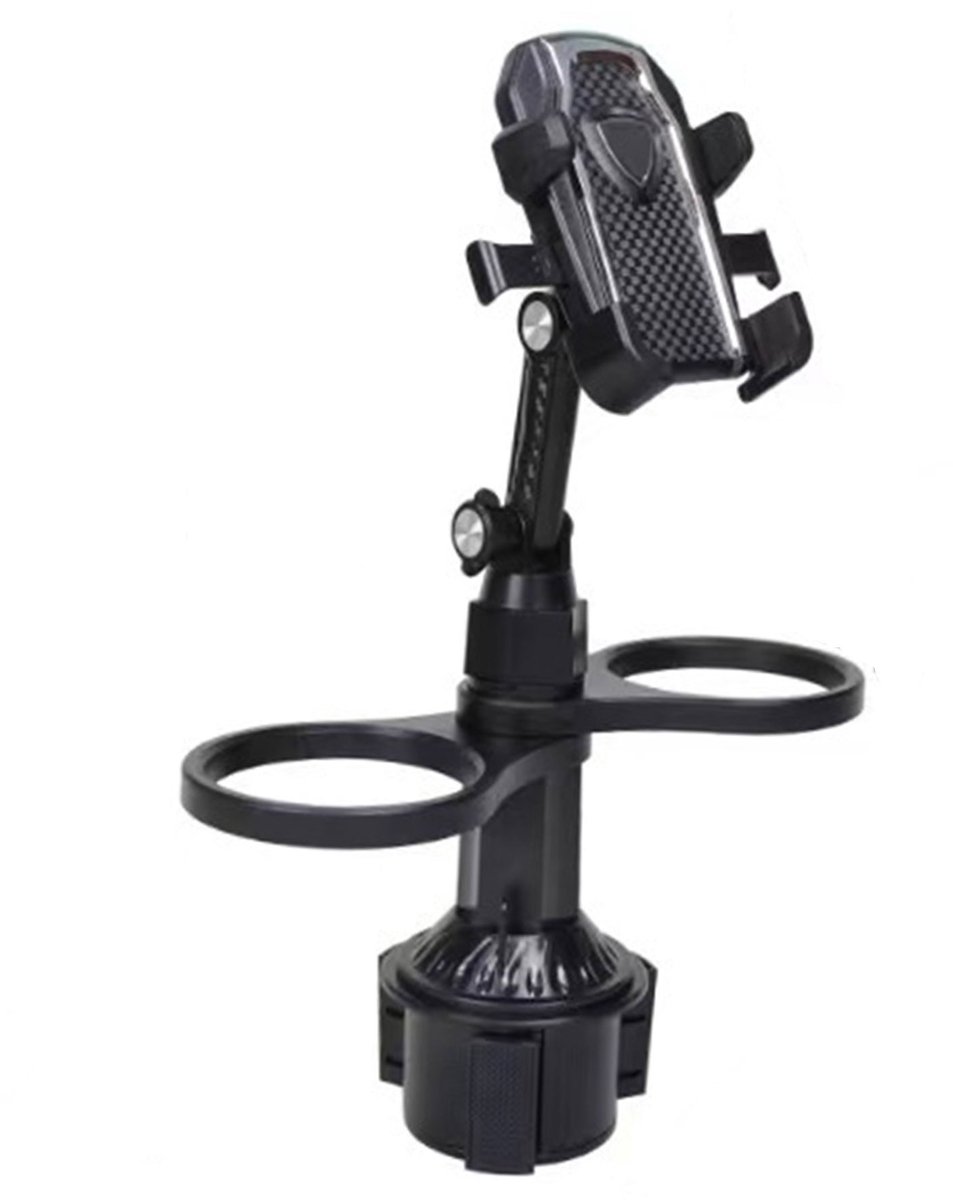 CHIWIN 2-in-1 Bekerhouder voor in de Auto - Universeel - Verstelbare Telefoonhouder en Bekerhouder - 360° Draaibaar - Past op Cupholder 6,5-9 cm - Geschikt voor Smartphones en Drinkbekers