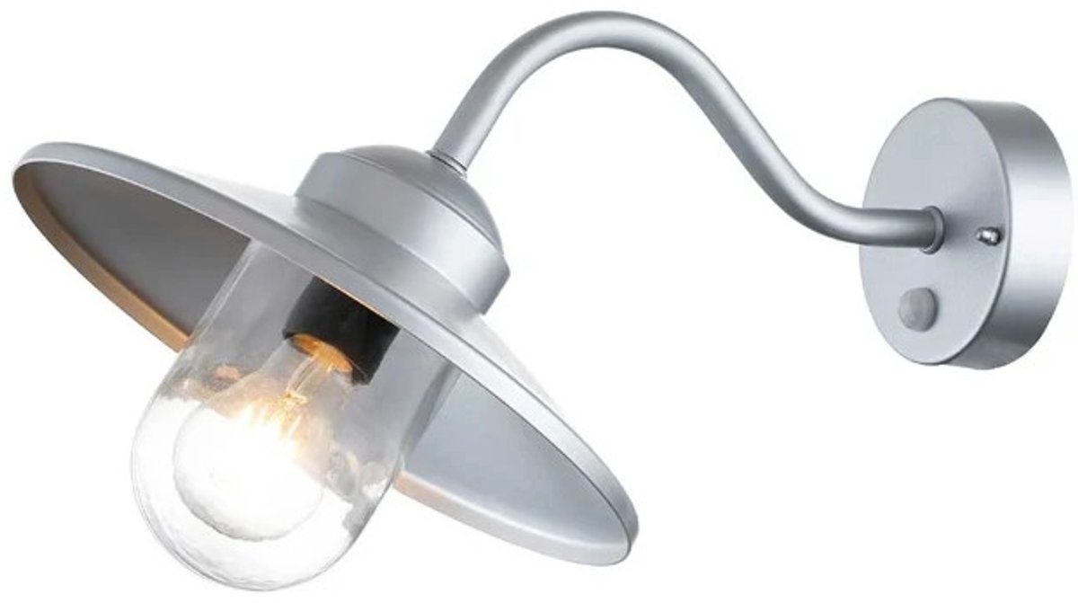 Landelijke Wandlamp - Steady Lighting - Metaal - Landelijk - E27 - L: 42cm - Voor Buiten - Woonkamer - Eetkamer - Zilver