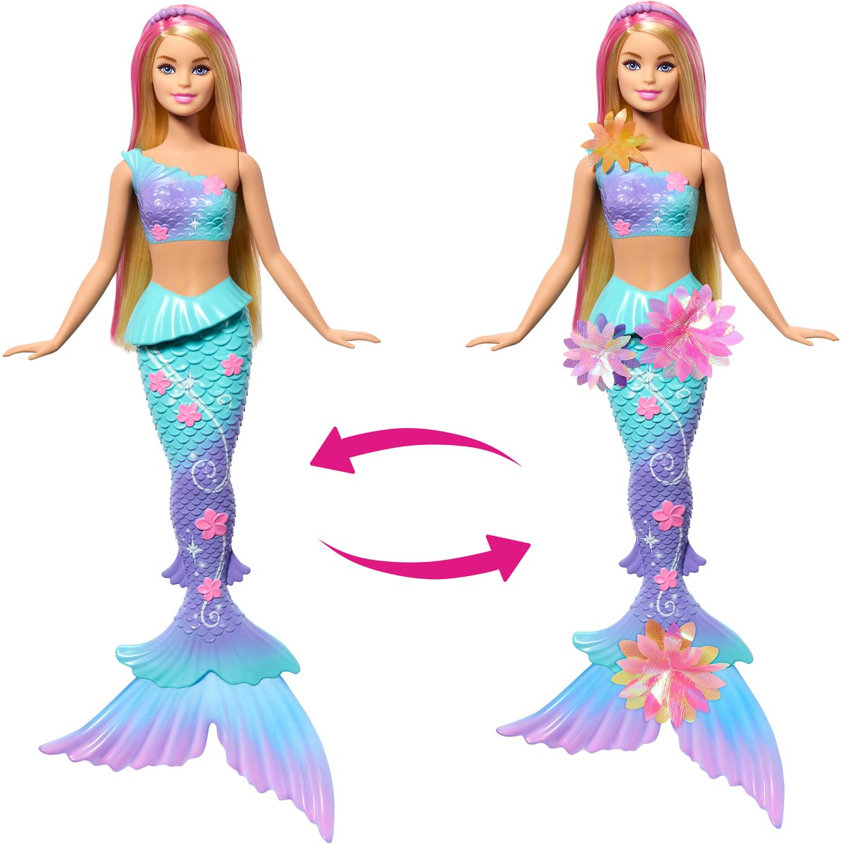 Barbie Flower Magic Zeemeerminpop – Magische Bloemen die Bloeien - Blond & Blauw — afbeelding 6