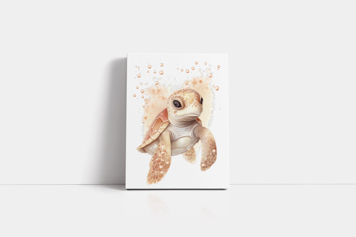 Canvas Zeemeermin - Schildpad - kinderkamer canvas - 40 x 60 cm - Zeemeerminnen thema - meisjeskamer - kinderkamer kunst