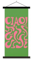 Posterhanger incl. Poster 90x180 cm - Schoolplaat - Abstract - Roze - Ciao - Vormen - Textielposter - Zwarte latten