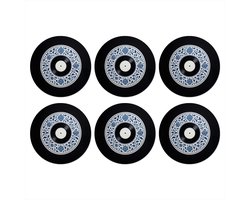 Onderzetters voor glazen - Rond - Vinyl - LP - Delfts Blauw - Muziek - 10x10 cm - Glasonderzetters - 6 stuks