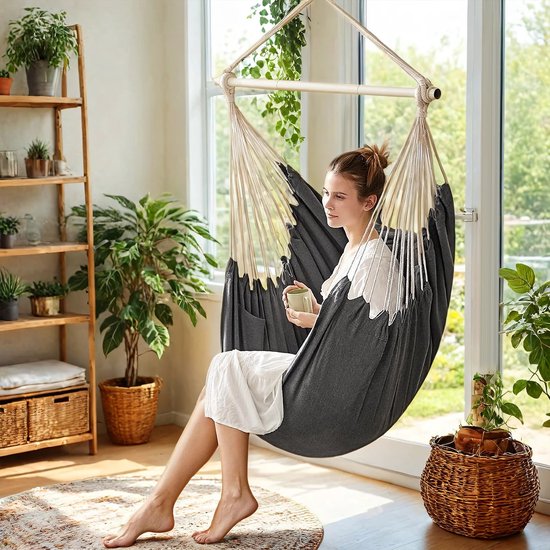 Hangstoel, Canvas Hangmat Schommelstoel Gemakkelijk Mee Te Nemen Kleurrijke Streep voor Binnen