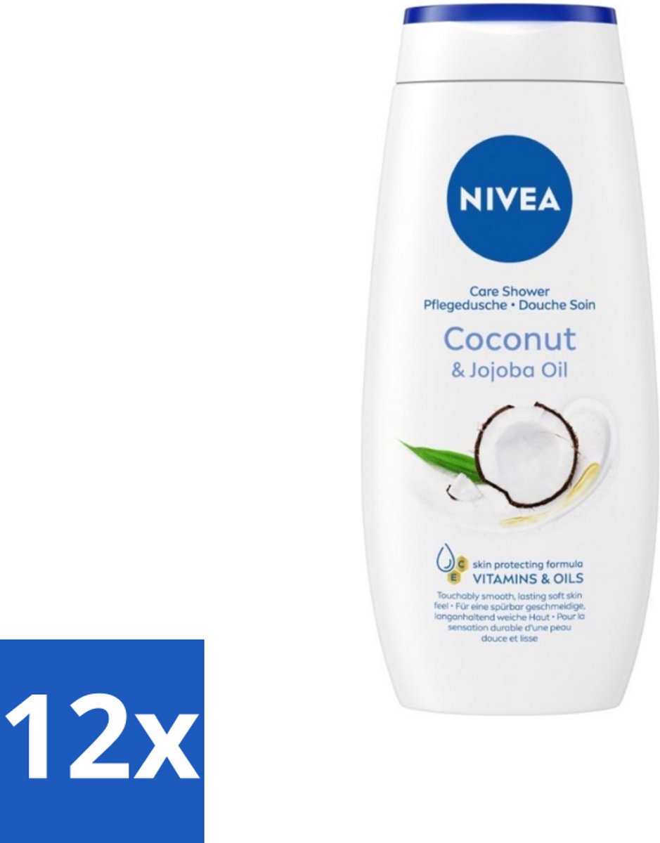 NIVEA Soft Care Douchegel Coconut & Jojoba Oil 250 ml - Voordeelverpakking - 12 stuks