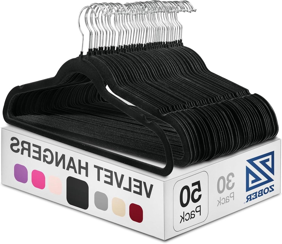 Utopia Home 50 fluwelen kleerhangers - stevige fluwelen kleerhangers - premium antislip hangers voor kleding - 360 graden draaibare haak - stevig om jas of broek vast te houden (ivoor