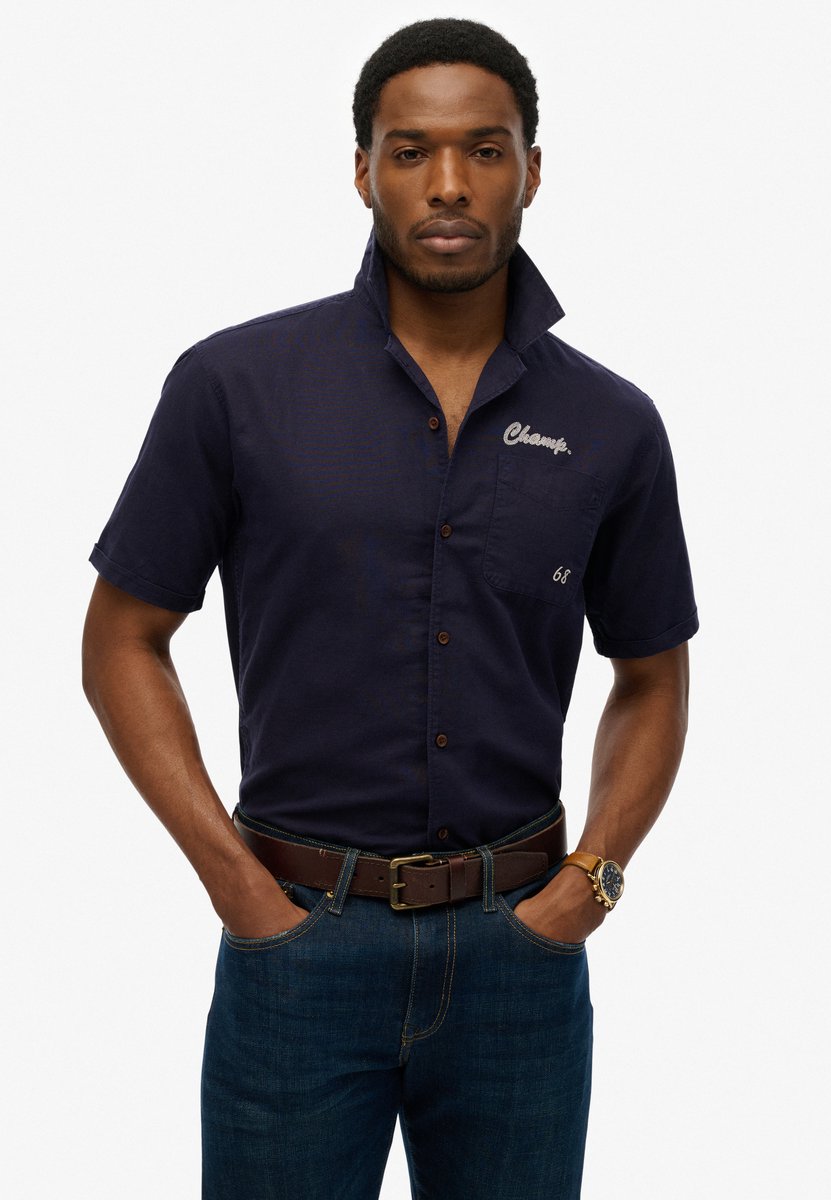 Superdry The Merchant Store- Resort overhemd Heren Shirts Marineblauw