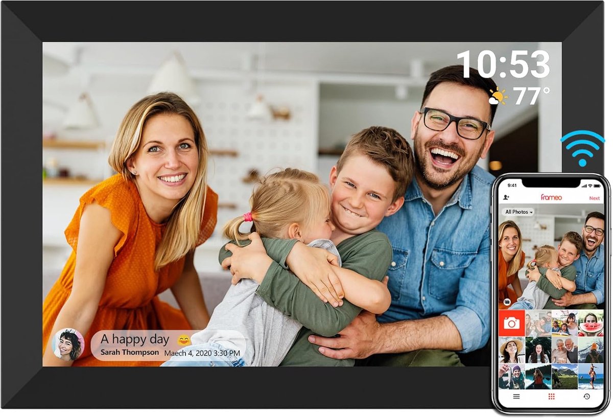 Digitale Fotolijst met Wifi - Fotolijsten - Frameo App - HD Kwaliteit - Zwart