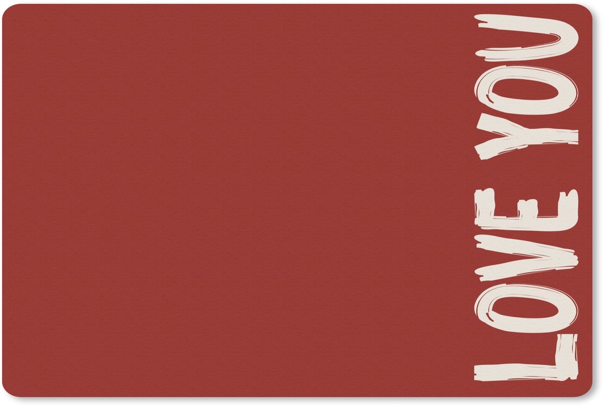 Muismat 27x18 cm - Mousepad Schuin - Loveyou - Rood - Muismatten