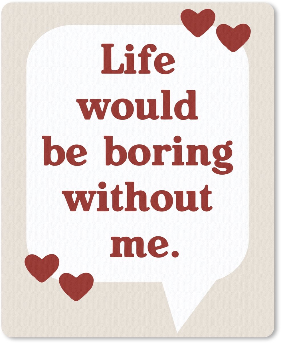 Muismat 19x23 cm - Mousepad Quote - Tekstballon - Hartjes - Muismatten