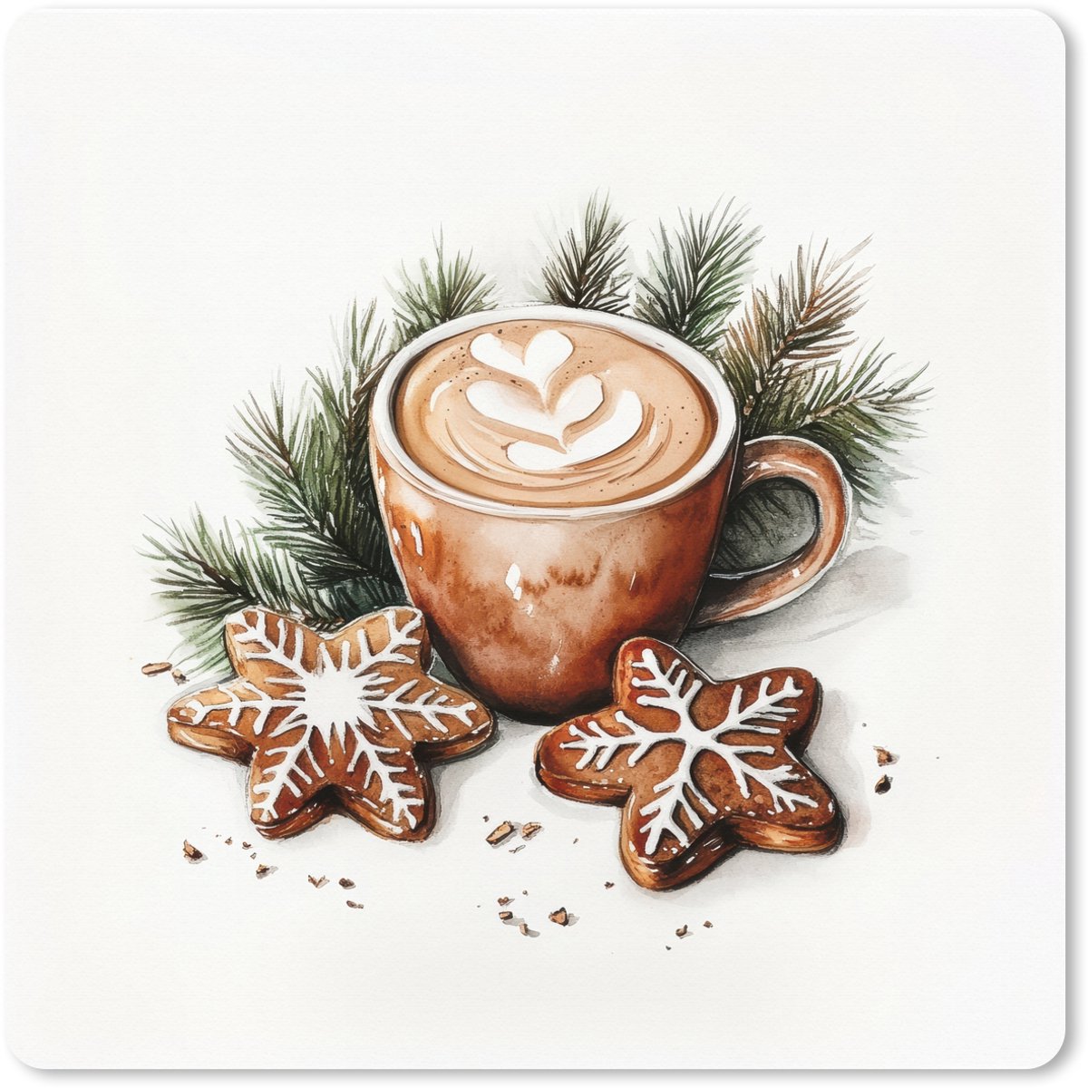 Muismat XXL 60x60 cm - Bureau onderlegger - Bureau mat Koffie - Koek - Winter - Art - Kerst - Bureaumat - Gaming mousepad xl - Bureaulegger groot - Computer deskmat