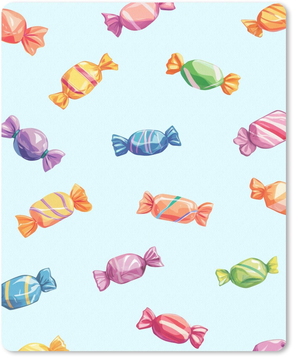 Muismat 19x23 cm - Mousepad Blauw - Patroon - Snoep - Muismatten