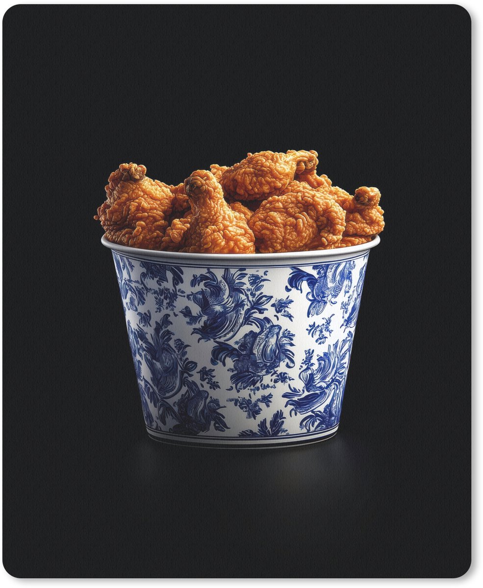 Muismat 19x23 cm - Mousepad Kip - Bucket - Delfts blauw - Lekker - Muismatten