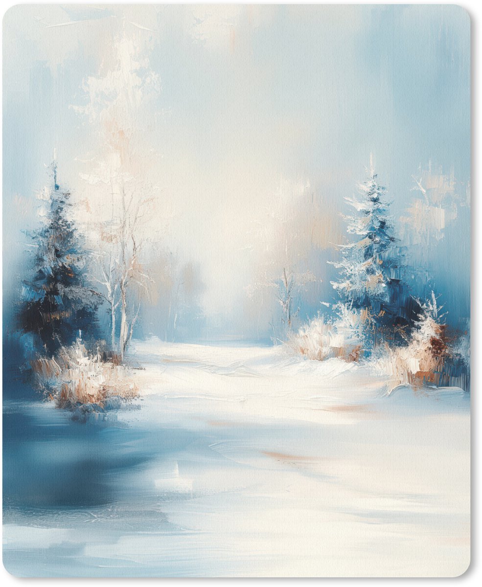 Muismat 19x23 cm - Mousepad Bos - Winter - Natuur - Abstract - Sneeuw - Muismatten