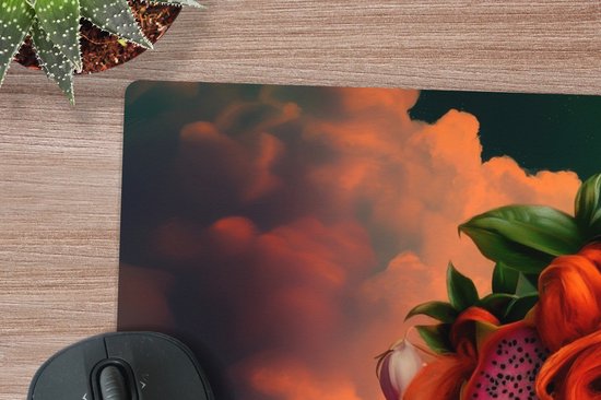 Muismat XXL 120x80 cm - Bureau onderlegger - Bureau mat Vrouw - Drankenfruit - Rozen - Bureaumat - Gaming mousepad xl - Bureaulegger groot - Computer deskmat
