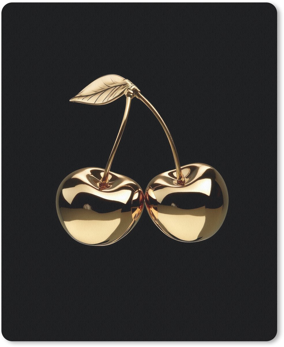 Muismat 19x23 cm - Mousepad Kersen - Zwart - Goud - Chrome - Muismatten