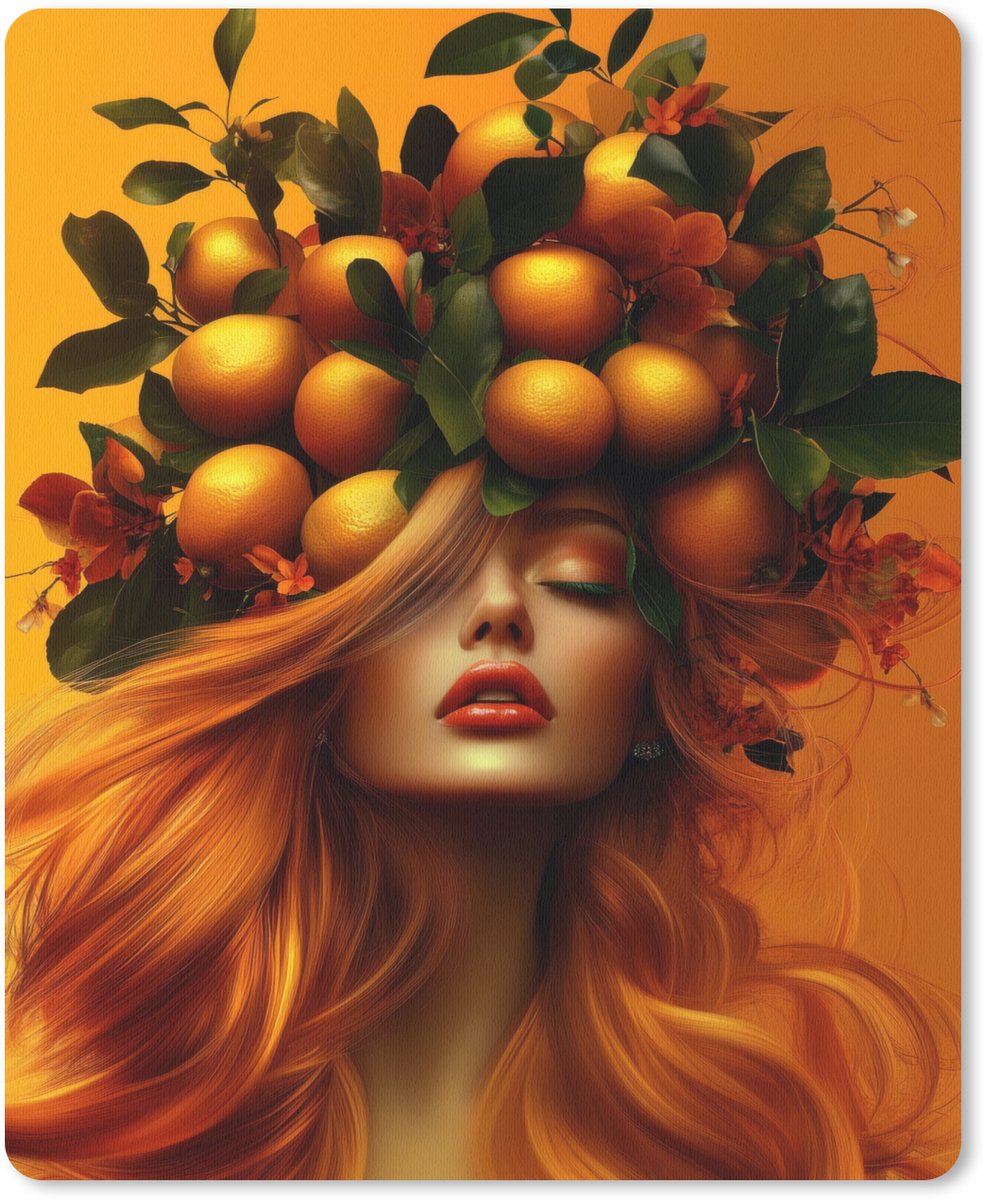 Muismat 19x23 cm - Mousepad Vrouw - Citroenen - Bloesem - Geel - Muismatten