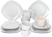 Bol.com MamboCat 18-delig koffieservies LOTTA wit porselein voor 6 personen aanbieding