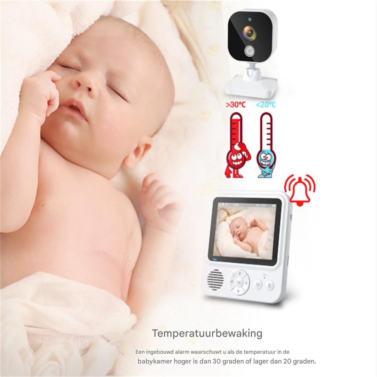 Afbeelding 3 van Babyfoon - Draadloze babycamera met nachtzicht - Voor babyzorg thuis - Wit