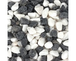 Belle Vous Decoratieve Natuurlijk Grijs en Witte Steentjes (3,6 kg per Zak) 1,4 - 2,6 cm Geassorteerde Steentjes - Gemixte Rivier Gravel voor Vazen Vuller/Plantenpotten, Landscaping, Aquariums en Tuin