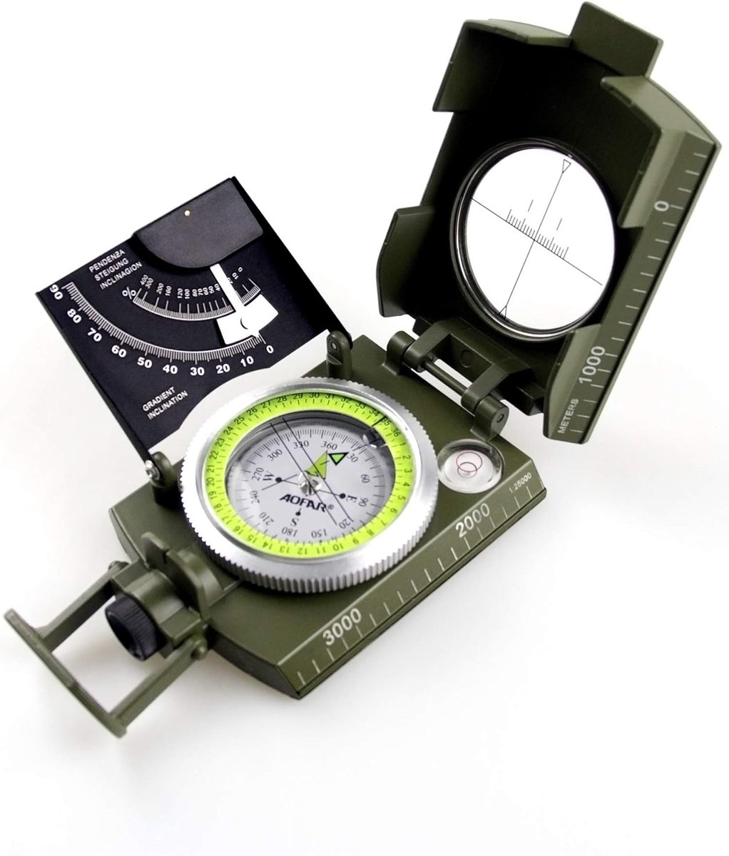 AF-4074 Militaire Kompas – Waterdicht, Schokbestendig Multifunctioneel Richtinstrument met Inclinometer en Draagtas voor Camping, Hiken & Outdoor Avonturen