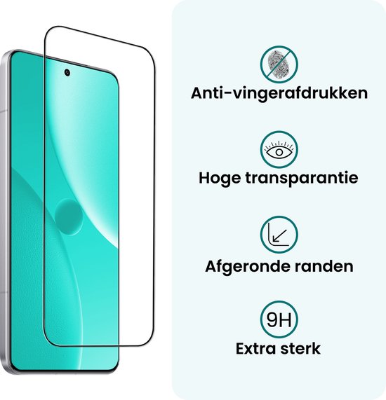 Anti-vingerafdrukken, hoge transparantie, afgeronde randen, extra sterk 9H.