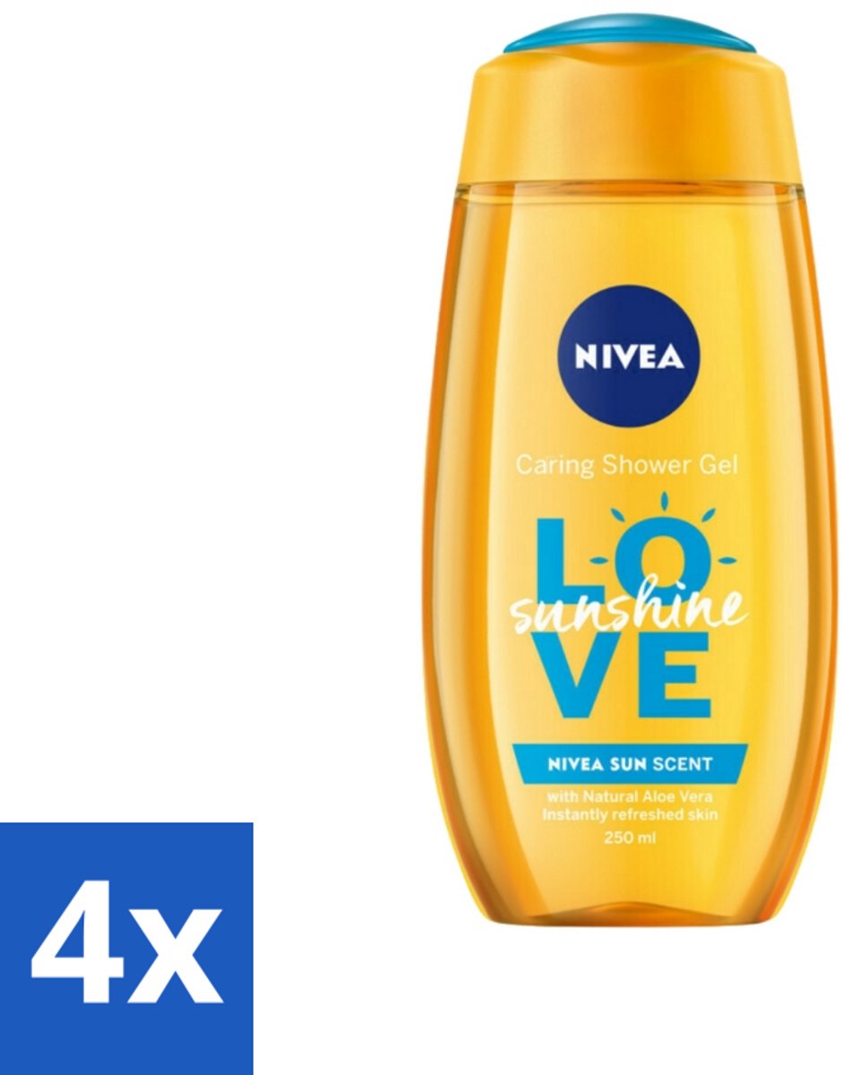 NIVEA Douchegel Love Sunshine 250 ml - Voordeelverpakking - 4 stuks