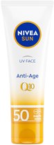 NIVEA Sun Anti-Age Q10 Zonnecrème Gezicht SPF 50 - 3 x 50 ml - Voordeelverpakking