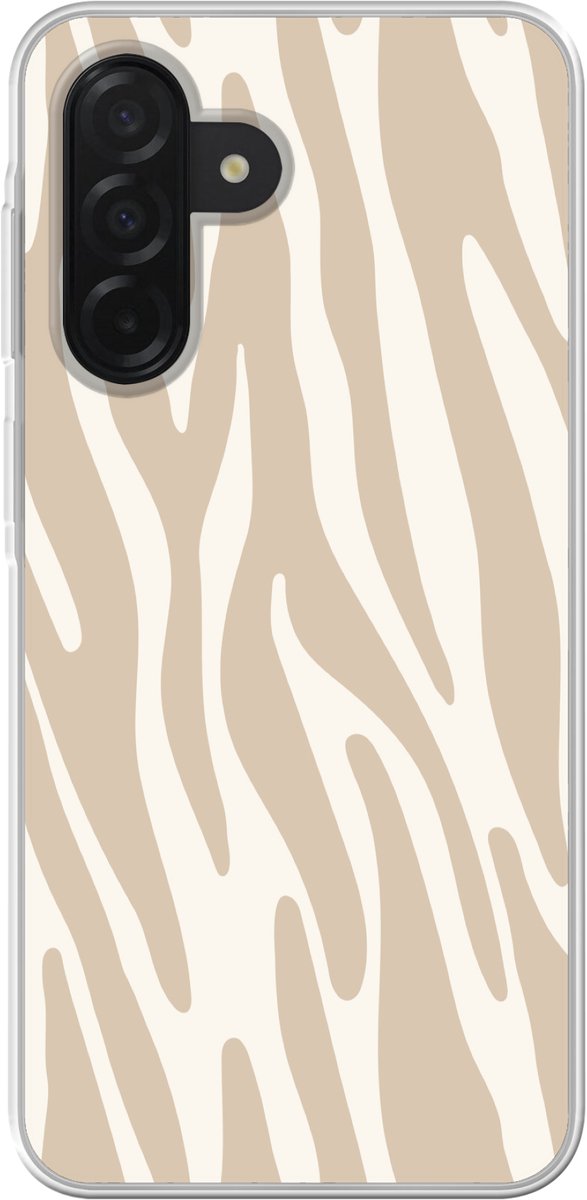 Telefoonhoesje Geschikt voor Samsung Galaxy A26 hoesje - Zebraprint - Beige - Wit - Dierenprint - Siliconen Telefoonhoesje Telefoonhoesje