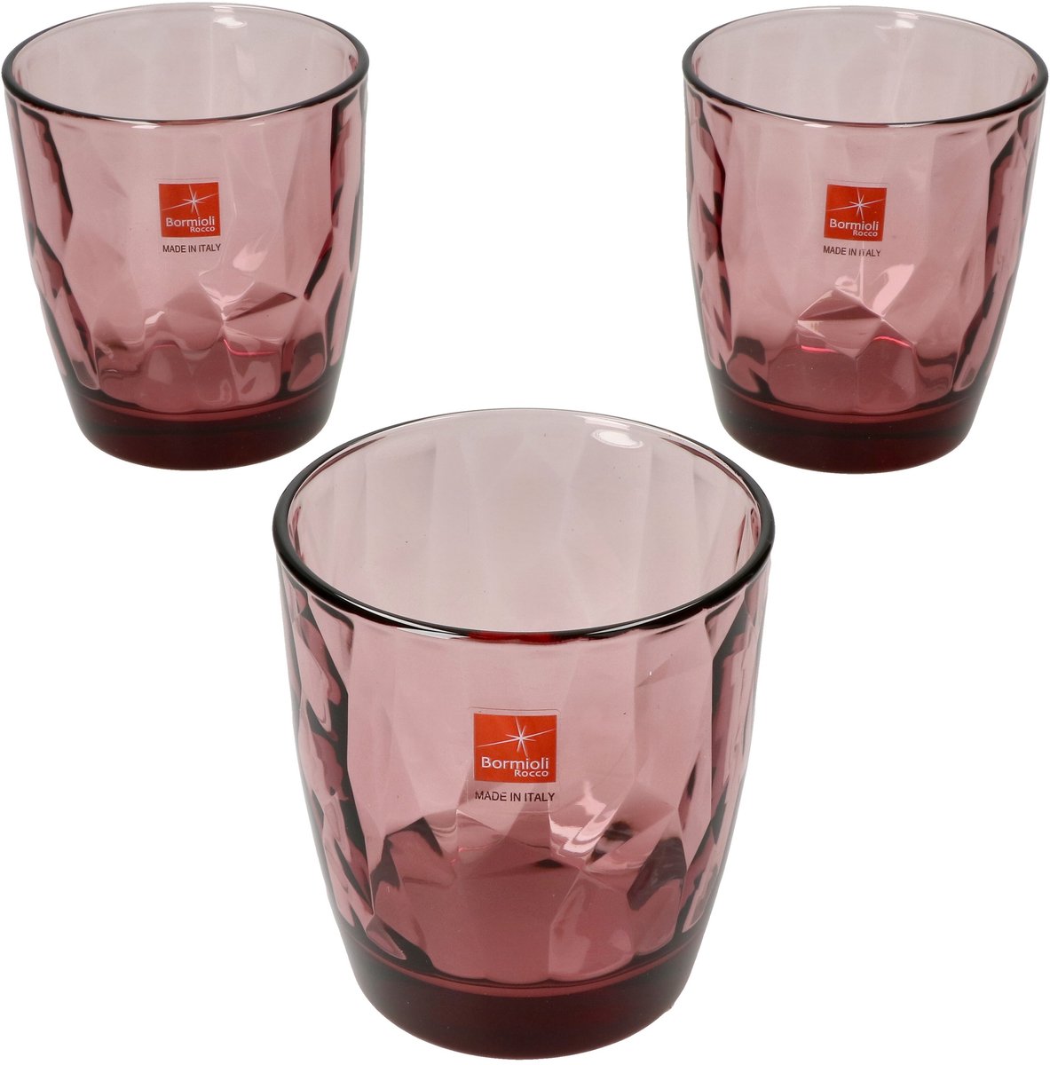 Set van 3 Diamond Rock paarse whiskyglazen 30.5 cl - 4027013