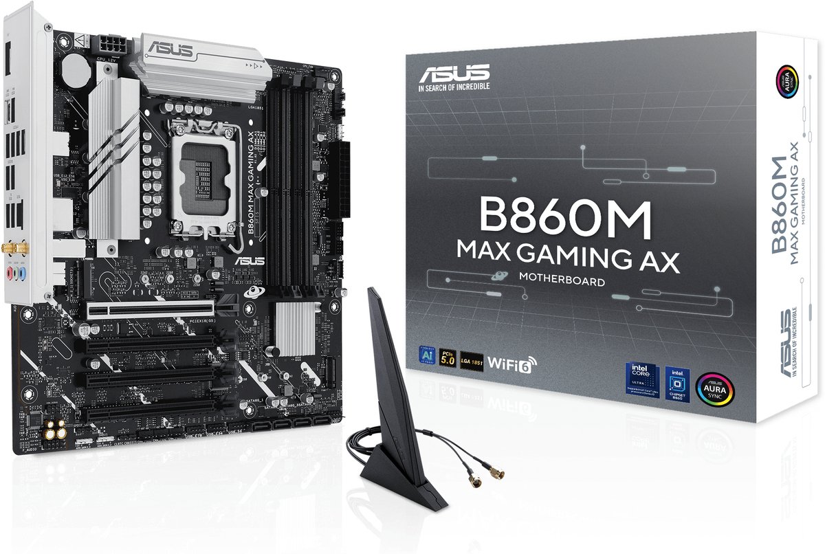 ASUS B860M MAX GAMING AX - Moederbord - Intel B860 - LGA 1851 - micro ATX
