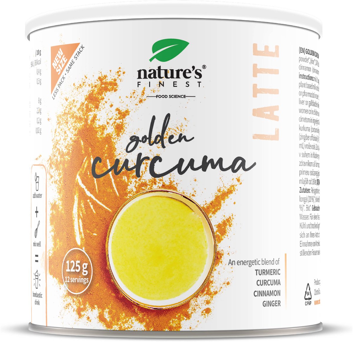 Nature's Finest Gouden Kurkuma Latte – Natuurlijk Koffiealternatief met Kurkuma, Gember & Kaneel – Ondersteunt Immuniteit, Spijsvertering & Energie – Vegan, Zonder Toegevoegde Suikers – 125g