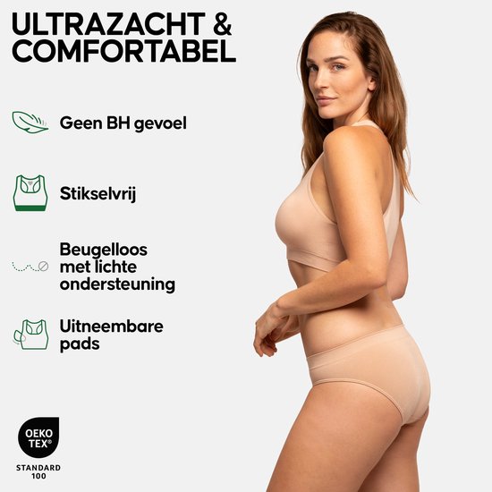DANISH ENDURANCE Bralette en Cellulose de Bamboe pour Femme - Beige - XL/ XXL