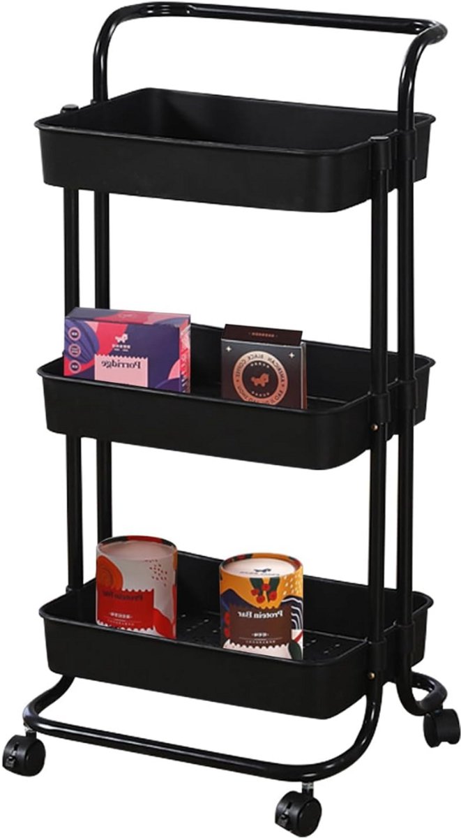 CRLYN® Keukeneiland Verplaatsbaar - Keukentrolley - Keukenwagen - Zwart