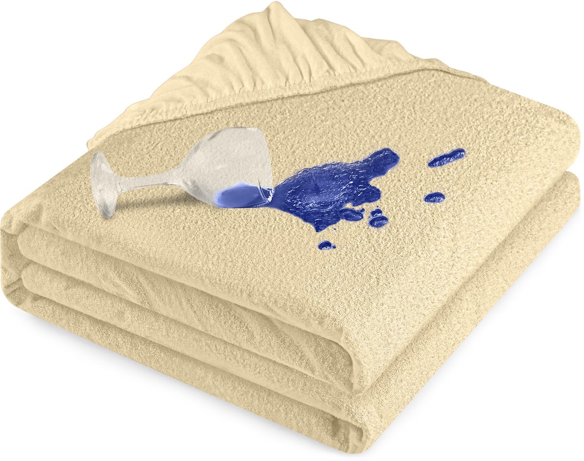 Ibenzoa Waterdichte Matrasbeschermer met Viscose Badstof voor Comfort en Bescherming, 90 x 200 x 30 cm beige