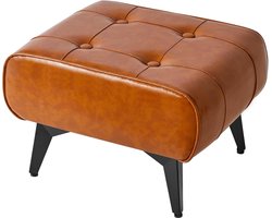 Moderne Voetkruk met Metalen Poten - Kunstleren Ottomaanse Poef Tafel voor Slaapkamer en Woonkamer
